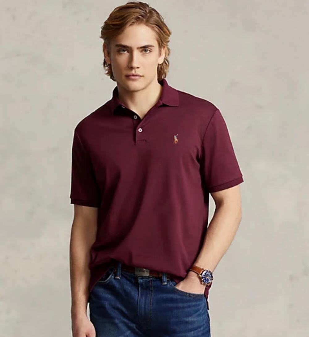 Polo Ralph Lauren Men Medium Burgundy Classic Fit Cotton Pony Polo Shirt Preppy